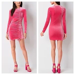 Juicy Couture Long Sleeve Velour Bodycon Pink Dress Size Medium